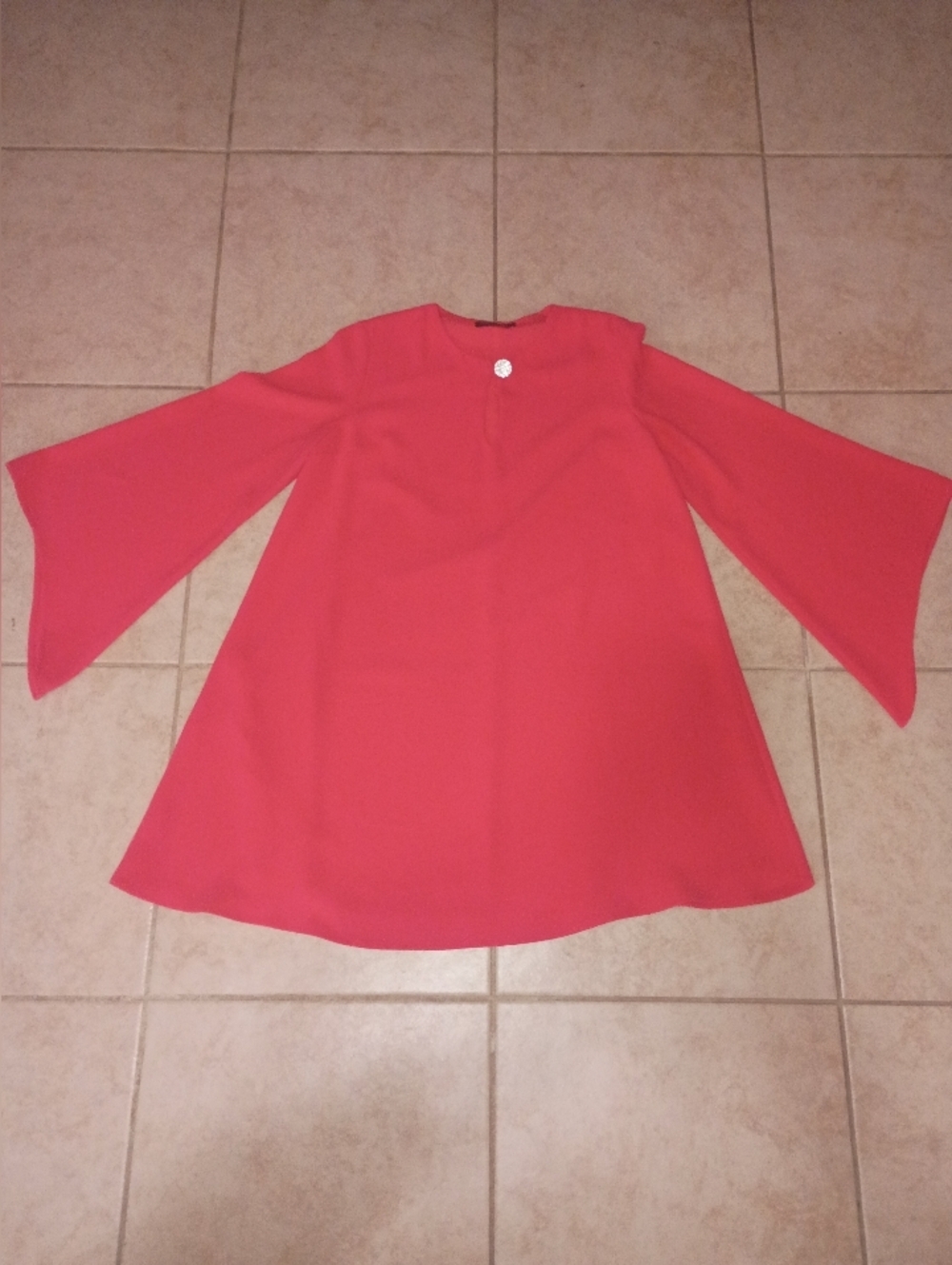 Tara Jarmon Coral Pink Bell-Sleeve Shift Dress - Picture 7 of 11